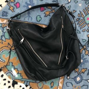 Rebecca Minkoff Moto Hobo Leather Black Womens Bag